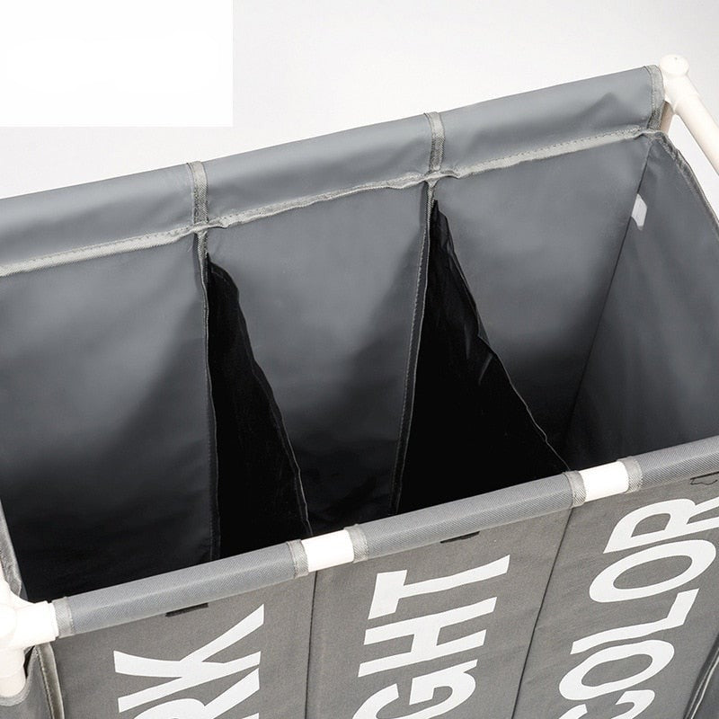 Rollbarer Wäschekorb mit 3 Fächern