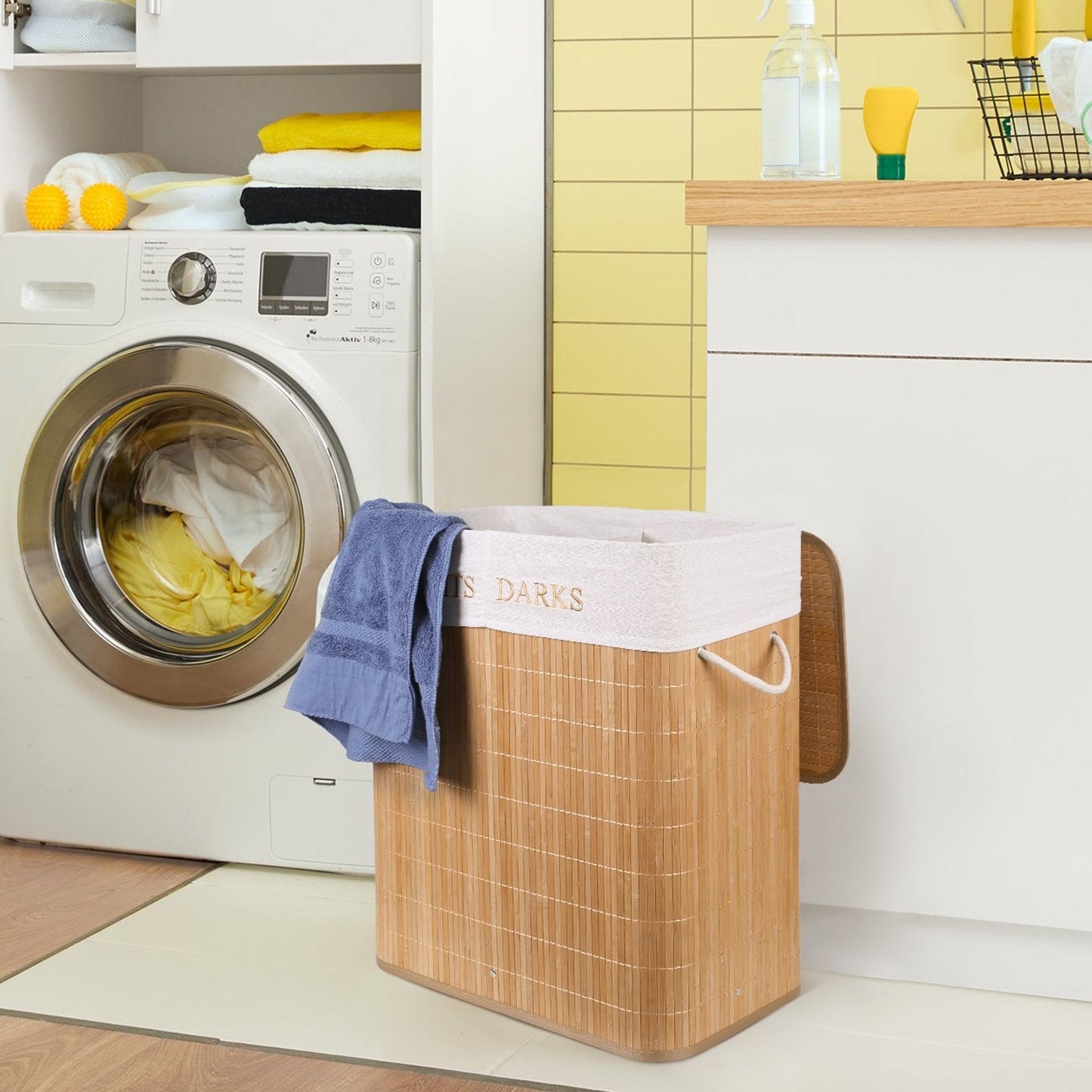 2-teiliger Wäschekorb aus Bambus