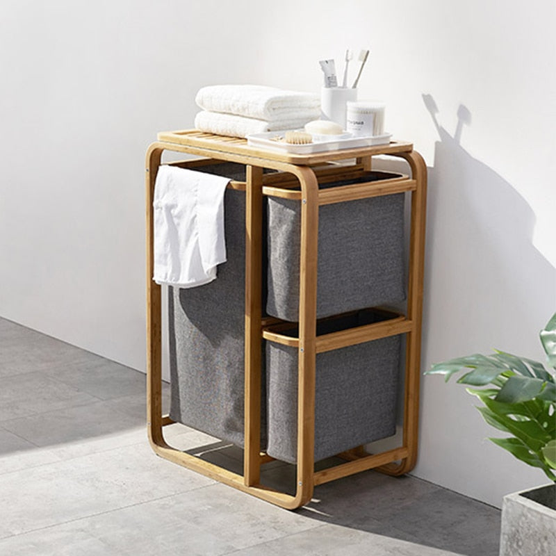Wäschekorb mit 3 Bambusgittern