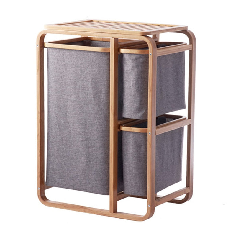 Wäschekorb mit 3 Bambusgittern