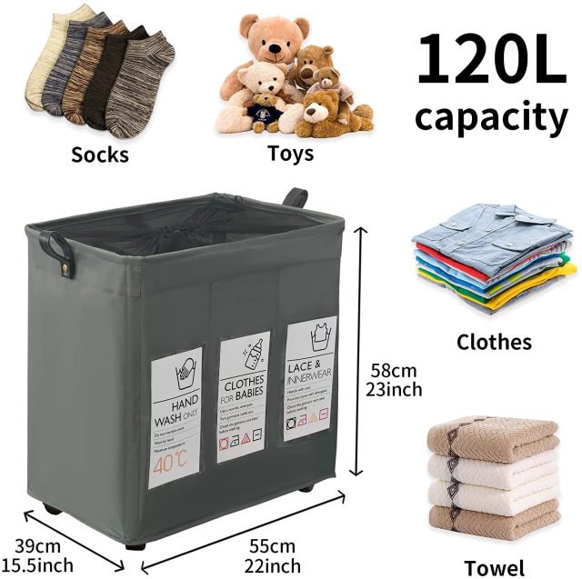 Faltbarer Wäschekorb mit Rädern