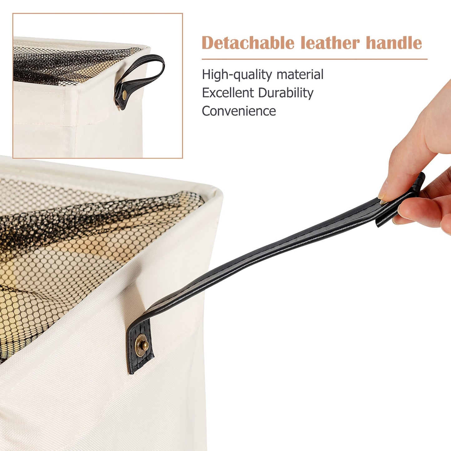 Faltbarer Wäschekorb mit 3 Fächern