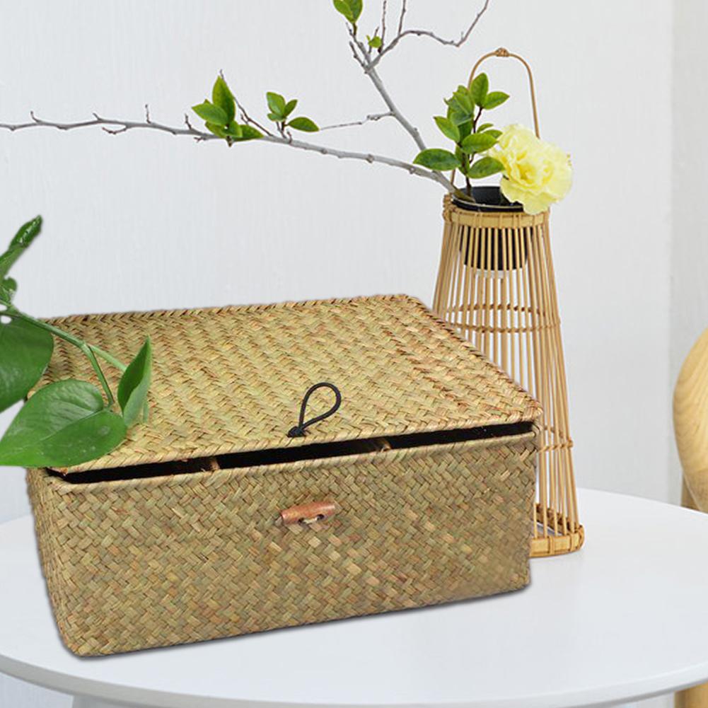 Handgefertigter Wäschekorb aus Seegras mit 3 Fächern