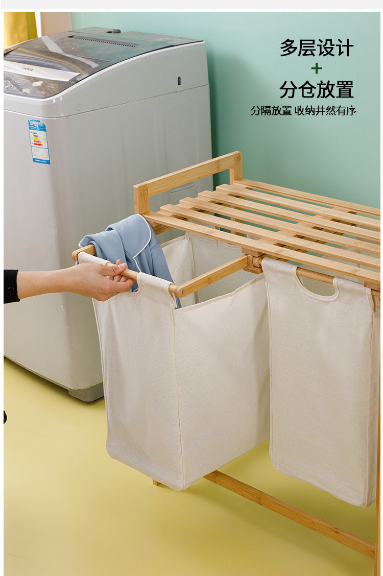 Wäschekorb aus Holz mit doppeltem Zug