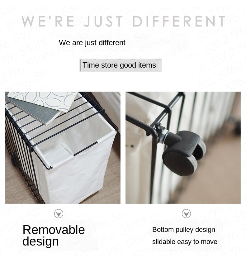 Nordischer geschmiedeter Wäschekorb mit Rädern |Schwarz| Gold | Weiß