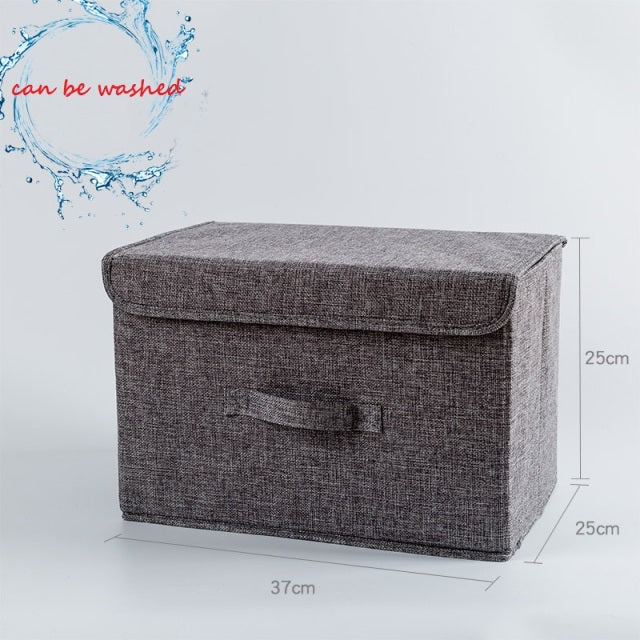 Waschbarer quadratischer Wäschekorb aus Baumwolle und Leinen