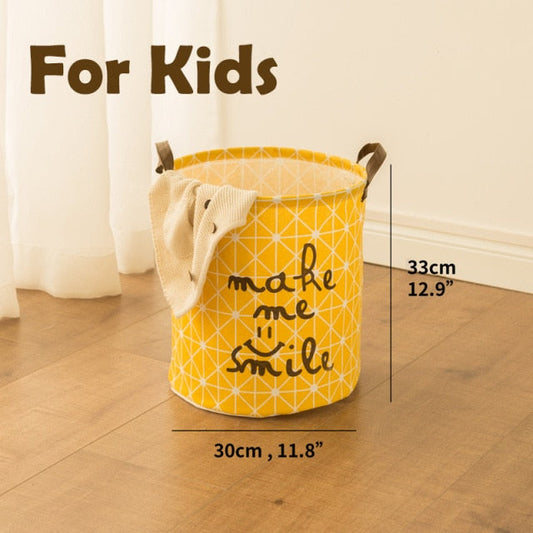 Runder Wäschekorb aus Stoff fürs Kinderzimmer