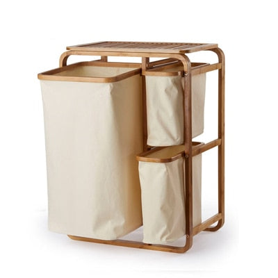 Wäschekorb mit 3 Bambusgittern