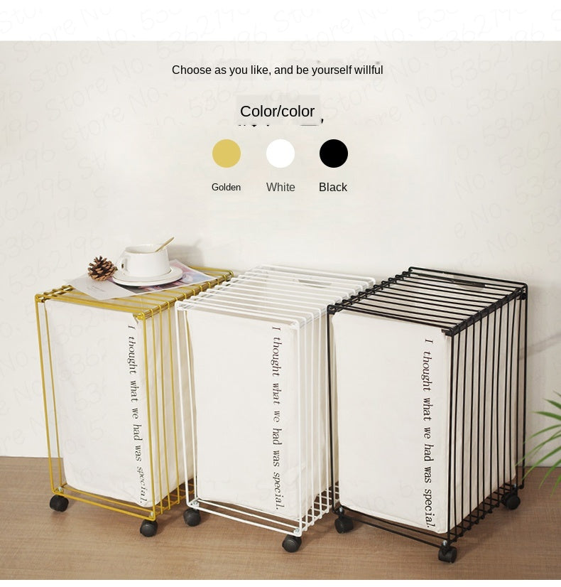 Nordischer geschmiedeter Wäschekorb mit Rädern |Schwarz| Gold | Weiß